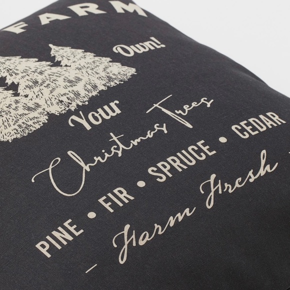 H&M Holiday Last One Pillow Cover Linen Blend 2x20 Dark Grey Hm